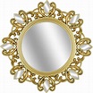 Espejo de Pared Vintage Redondo Dorado con Piedra de imitación, Marco ...