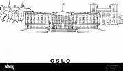 Oslo Noruega famosa arquitectura. Esbozó vector separados sketch sobre ...