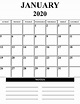 Free Blank January 2020 Calendar Printable in PDF, Word, Excel