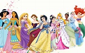 Disney Princess Lineup With very unique dresses of some princesses ...