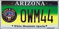 2010 ARIZONA White Mountain Apache license plate
