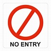 No Entry Symbolic Sign, Printed on White ACP (150 x 150mm)
