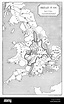 Ilustración en blanco y negro de un mapa de Gran Bretaña Anglosajona ...
