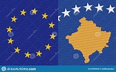 Kosovo Och Europeiska Unionsflaggor Tillsammans Stock Illustrationer ...