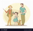 A family mom dad girl and dog Royalty Free Vector Image