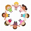 Niños tomados de la mano en un círculo | Vector Premium