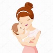 Bebé en un abrazo tierno de madre Vector de stock por ©MatoomMi 104532452