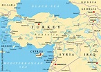Turkey and Syria region, political map. Geographic area of the ...