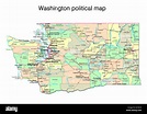 Stato di Washington mappa politico Foto stock - Alamy