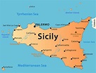 Sicily map. Illustration of the map of Sicily with its main cities ...