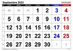 Calendario septiembre 2022 en Word, Excel y PDF - Calendarpedia
