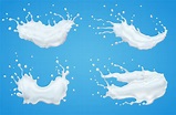 Set milk splashed on blue background 834489 Vector Art at Vecteezy