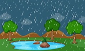 Una escena lloviendo de la naturaleza. 445586 Vector en Vecteezy