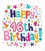 Happy 16th Birthday card Stock Vector Image by ©Aliasching #58894675