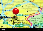 Rosenheim pinned on a map of Germany Stock Photo - Alamy
