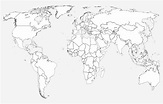 Large World Map With Countries Black And White