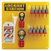 BRADY Lockout Station, Filled, General Lockout/Tagout, 13 1/2 in x 13 1 ...