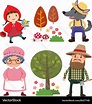 Set of characters from little red riding hood Vector Image