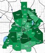 Mapa do bairro de Dallas: arredores e subúrbios de Dallas
