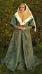 Noble woman cca 1300. Cotte, surcot, ermine cape, silk veil, ramshornes ...