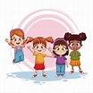 Niños felices dibujos animados de jumpin | Descargar Vectores Premium