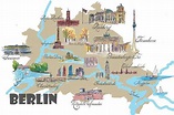 Berlin Favorite Map with touristic Top Ten Highlights Fine | Stretched ...