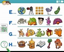 primera letra de una palabra juego educativo de dibujos animados para ...