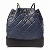 CHANEL Aged Calfskin Quilted Small Gabrielle Backpack Blue Black 375604