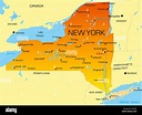 Color vectorial mapa del estado de Nueva York. Ee.Uu Fotografía de ...