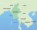 Myanmar map asia - Myanmar on map of asia (South-Eastern Asia - Asia)