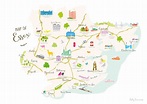 Illustrated hand drawn Map of Essex by UK artist Holly Francesca.