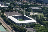 Reims from the bird's eye view: Sports facility grounds of stadium ...
