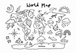 Printable Coloring World Map For Kids Easy Planet Travel World Map ...