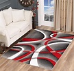 Amazon.com: Glory Rugs Modern Area Rug 5x7 Red Swirls Carpet Bedroom ...