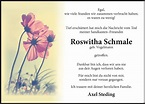 Traueranzeigen von Roswitha Schmale | Trauerportal Ihrer Tageszeitung