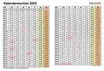 Kalenderwochen 2023 mit Vorlagen für Excel, Word & PDF