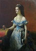 Margherita wearing a blue late crinoline era dress by ? (location ...