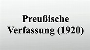 Preußische Verfassung (1920) - YouTube