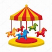 Carrusel con icono de caballos, estilo de dibujos animados 2023