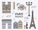 Landmarks and symbols icons of Paris, France. 3533698 Vector Art at ...