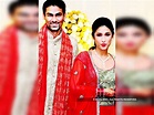 Mohammed Kaif and his bride Manu at their wedding reception in Delhi.
