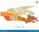 Map of Ten Provinces and Three Territories of Canada Stock Illustration ...