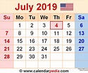 July 2019 Calendar | Templates for Word, Excel and PDF