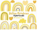 Yellow Rainbow Png Yellow Rainbow Clip Art Rainbow Clipart - Etsy