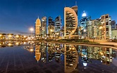 Doha, Qatar, Skyscrapers, evening, Sheraton Park | Doha, Wolkenkratzer ...