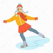 Figura niña patinaje sobre hielo vector de dibujos animados 2024