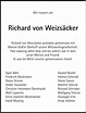 Traueranzeigen von Richard von Weizsäcker | SZ-Gedenken.de