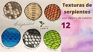 Como dibujar texturas de serpientes con lápices de colores - YouTube