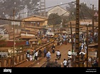 View of the street in front of the cathedral, city view, Bafoussam ...