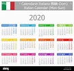 2020 Italian Type-1 Calendar Mon-Sun on white background Stock Vector ...